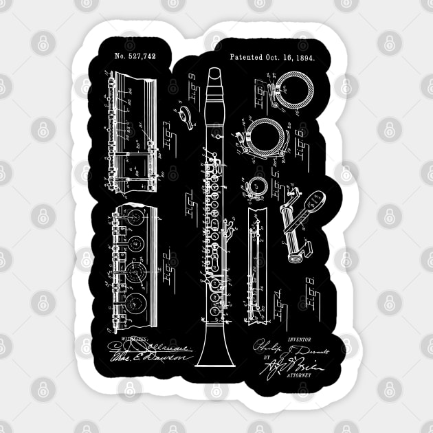 Clarinet Patent Blueprint from 1894 Sticker by MadebyDesign